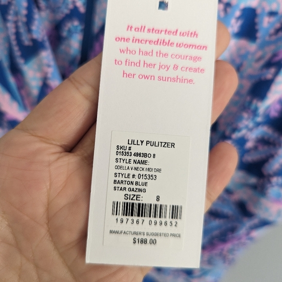 NEW Lilly Pulitzer Odella V-Neck Midi Dress 8 Star Gazing $188 - Picture 4 of 5